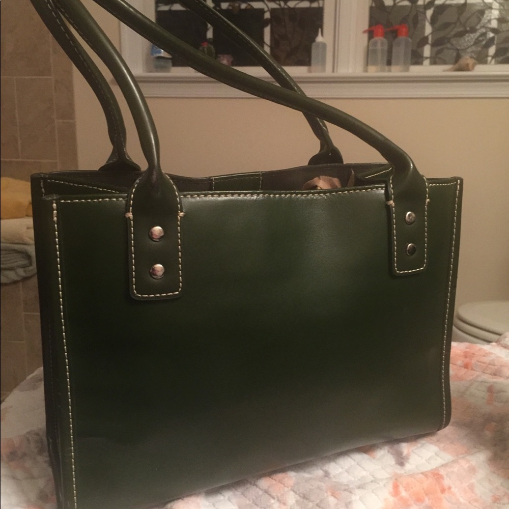 Wilson’s Leather Dark Green Satchel Bag - Picture 3 of 15